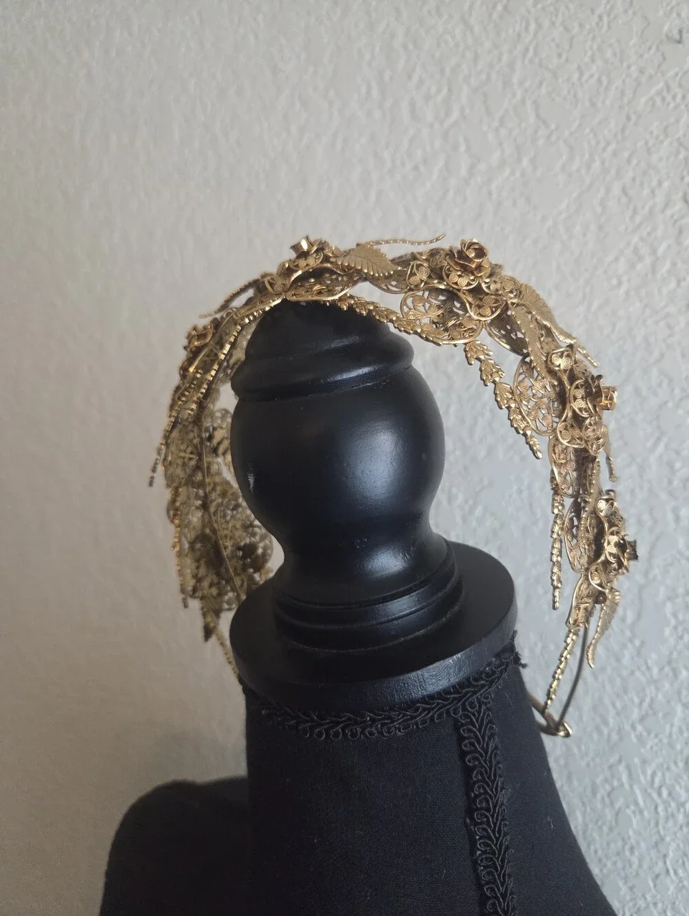 Jennifer Behr Gold Rosamund Tiara Headband - Vintage Brass Filigree Crown